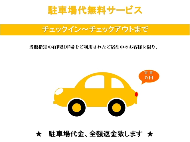 駐車場のご利用：実質無料です