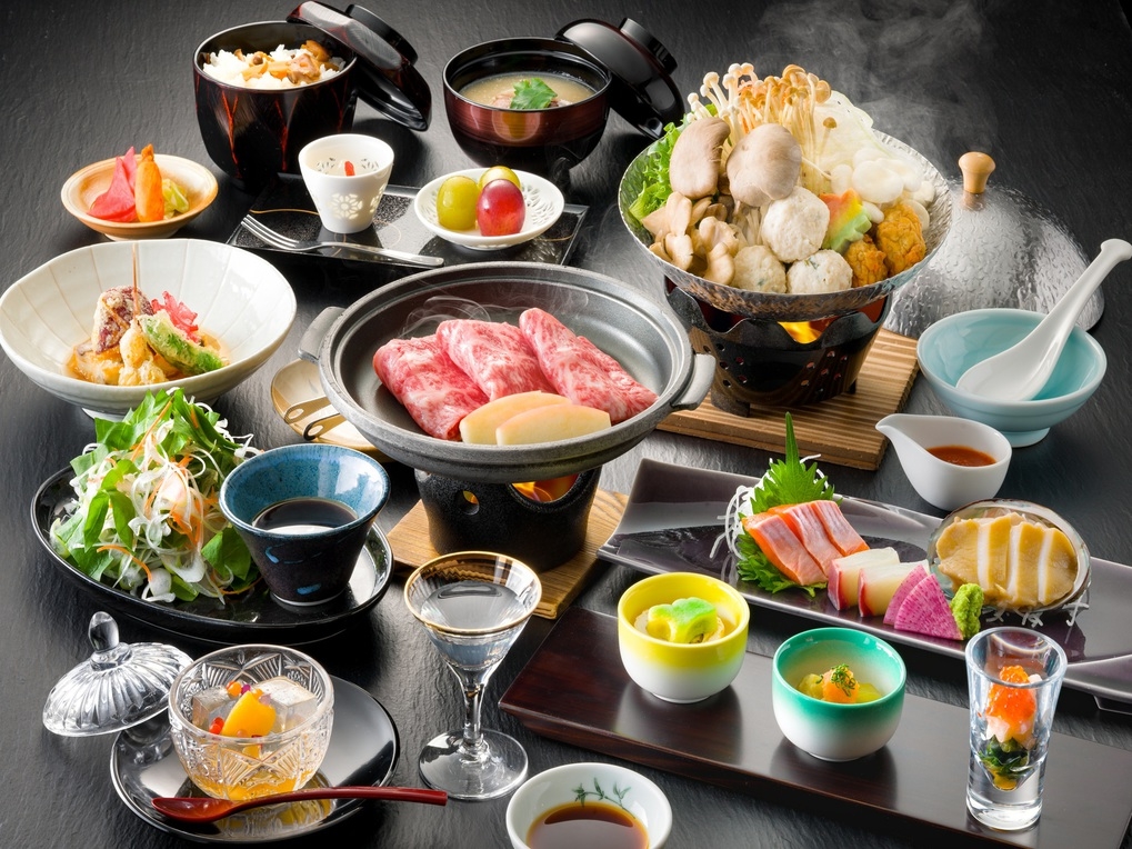 【鮑姿造り・五種のきのこ信州味噌ごま鍋・信州牛の焼きしゃぶ】秋信州恵みづくしグレードアップ会席