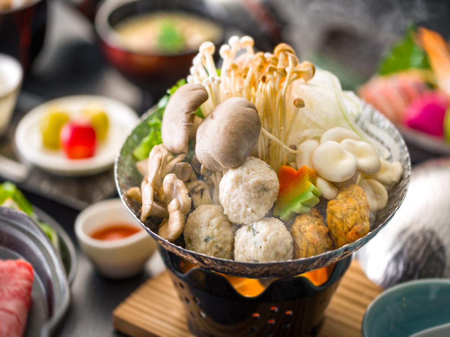 【早割30】お一人様1100円OFF【鮑姿造り・五種茸信州味噌ごま鍋・信州牛焼きしゃぶ】秋アップ会席