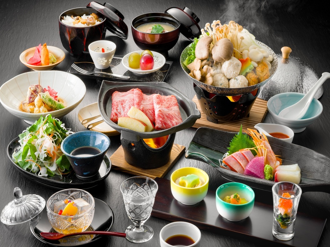 【五種のきのこ信州味噌ごま鍋・信州牛の焼きしゃぶ】秋信州恵みづくし基本会席