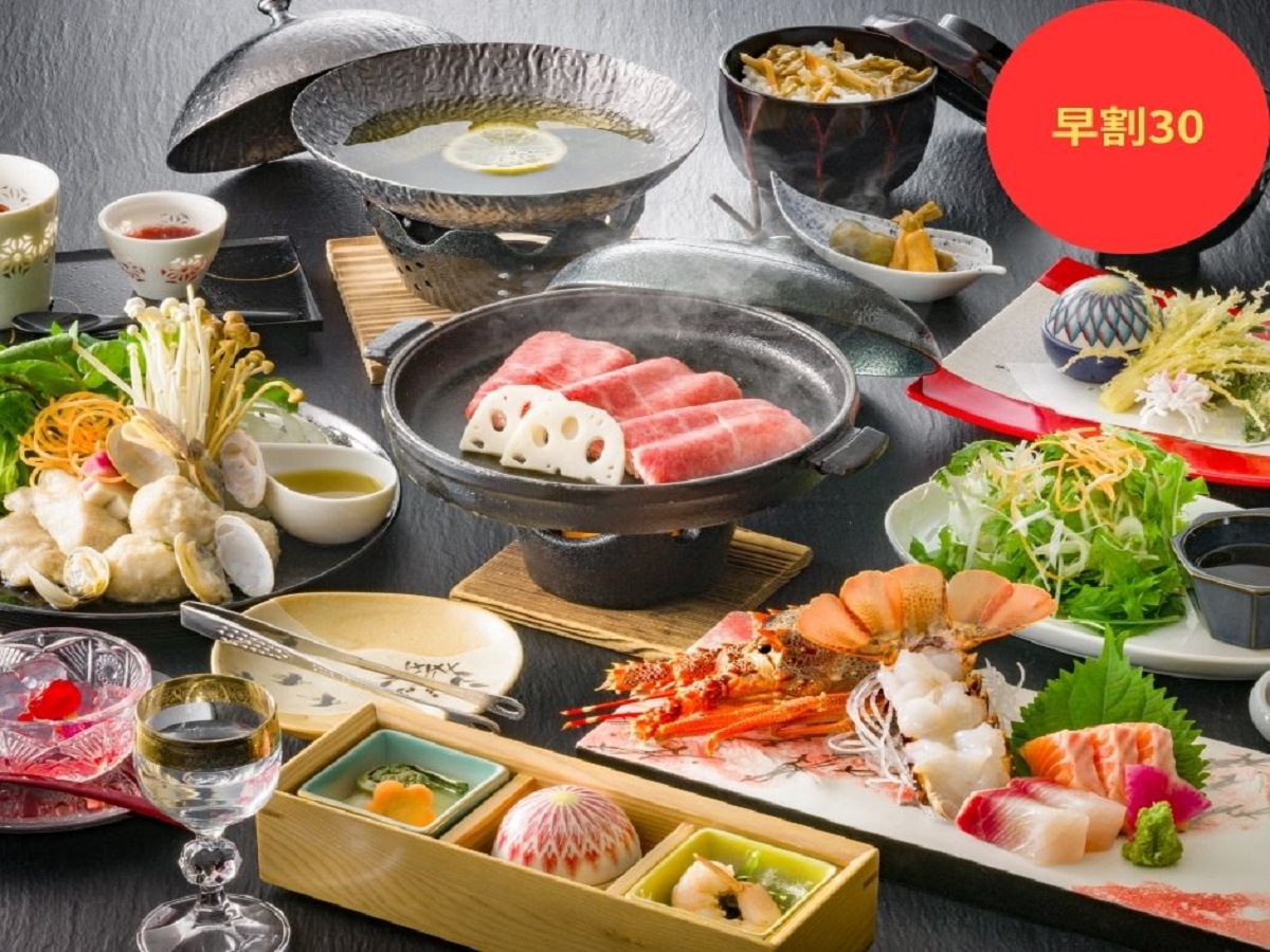 【早割30】お一人様1100円OFF【伊勢海老・浅利と鶏の桜葉鍋・信州牛焼きしゃぶ】春恵み最上級会席