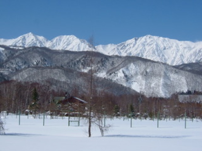 冬の落倉からの白馬三山