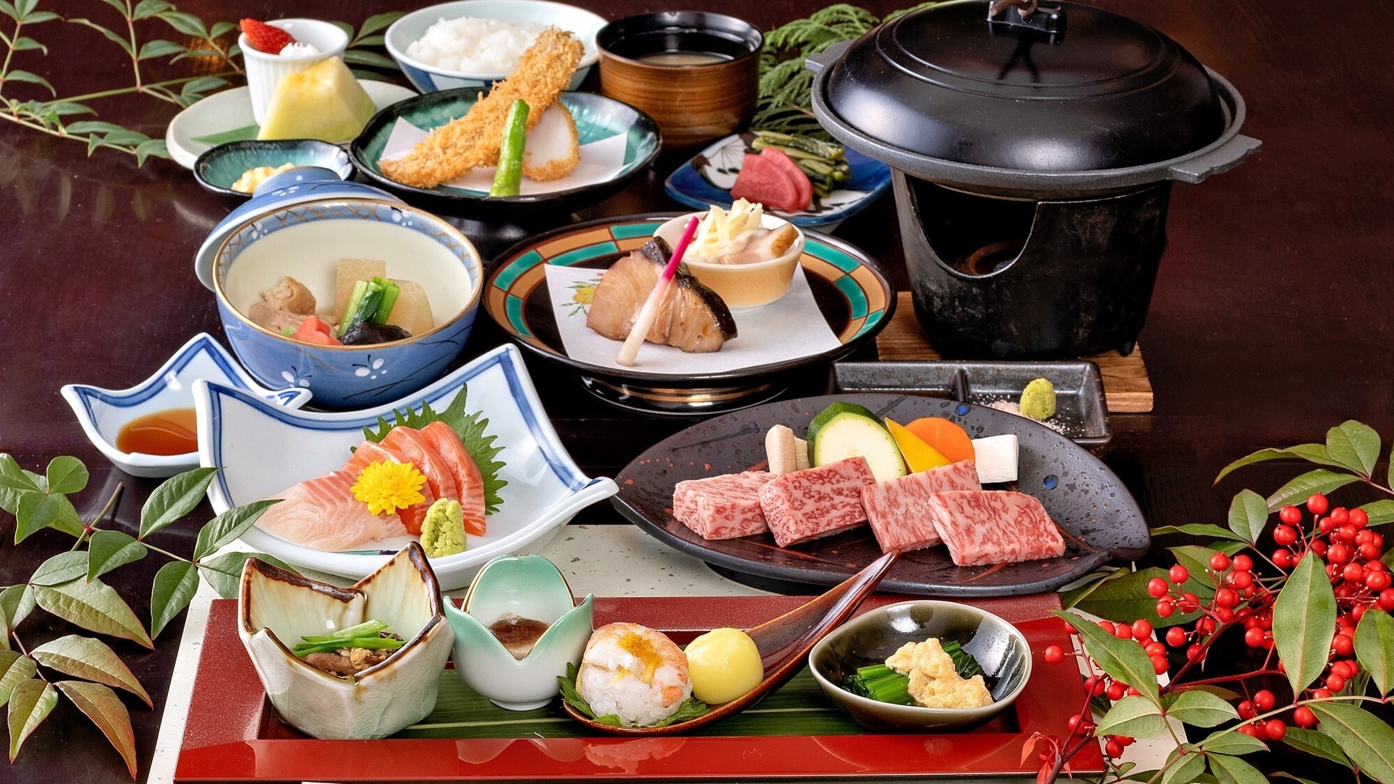 【スタンダード会席‐冬‐】ブランド牛食べ比べと信州食材をお愉しみいただけます。※画像はイメージ