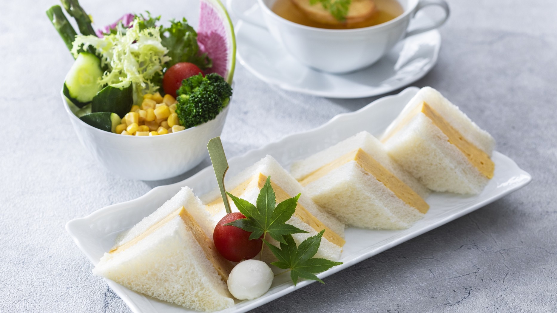 【カフェユーカラ1周年記念｜連泊2泊5食】昼食「厚焼き玉子のサンドイッチ」付／朝夕バイキング