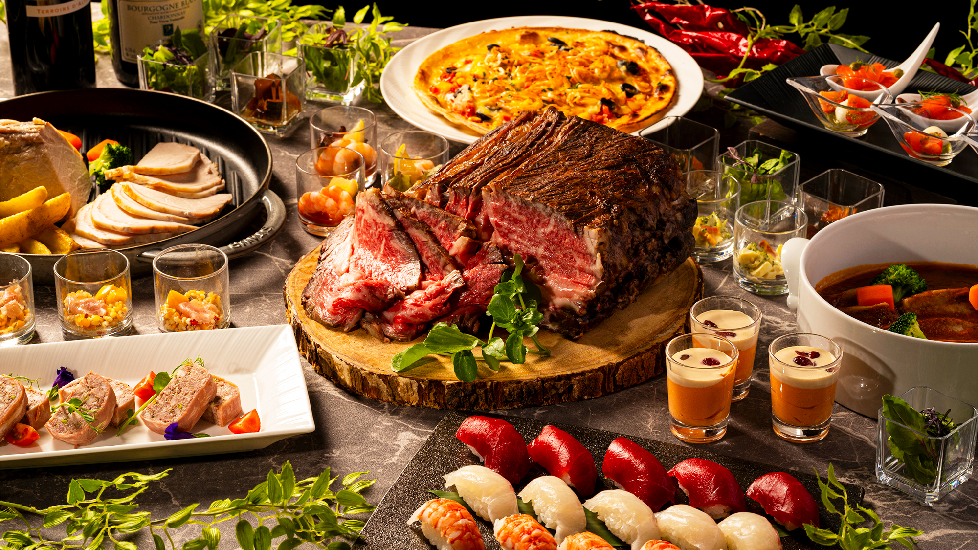 ホテルこだわりの美食のディナーブッフェ