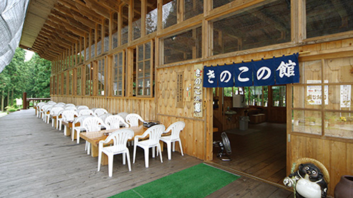 *【観光】三川観光きのこ園/開放的な大きな窓からカサブランカ園を一望できる大食堂。