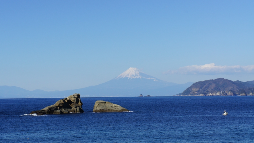 海より富士山を望む