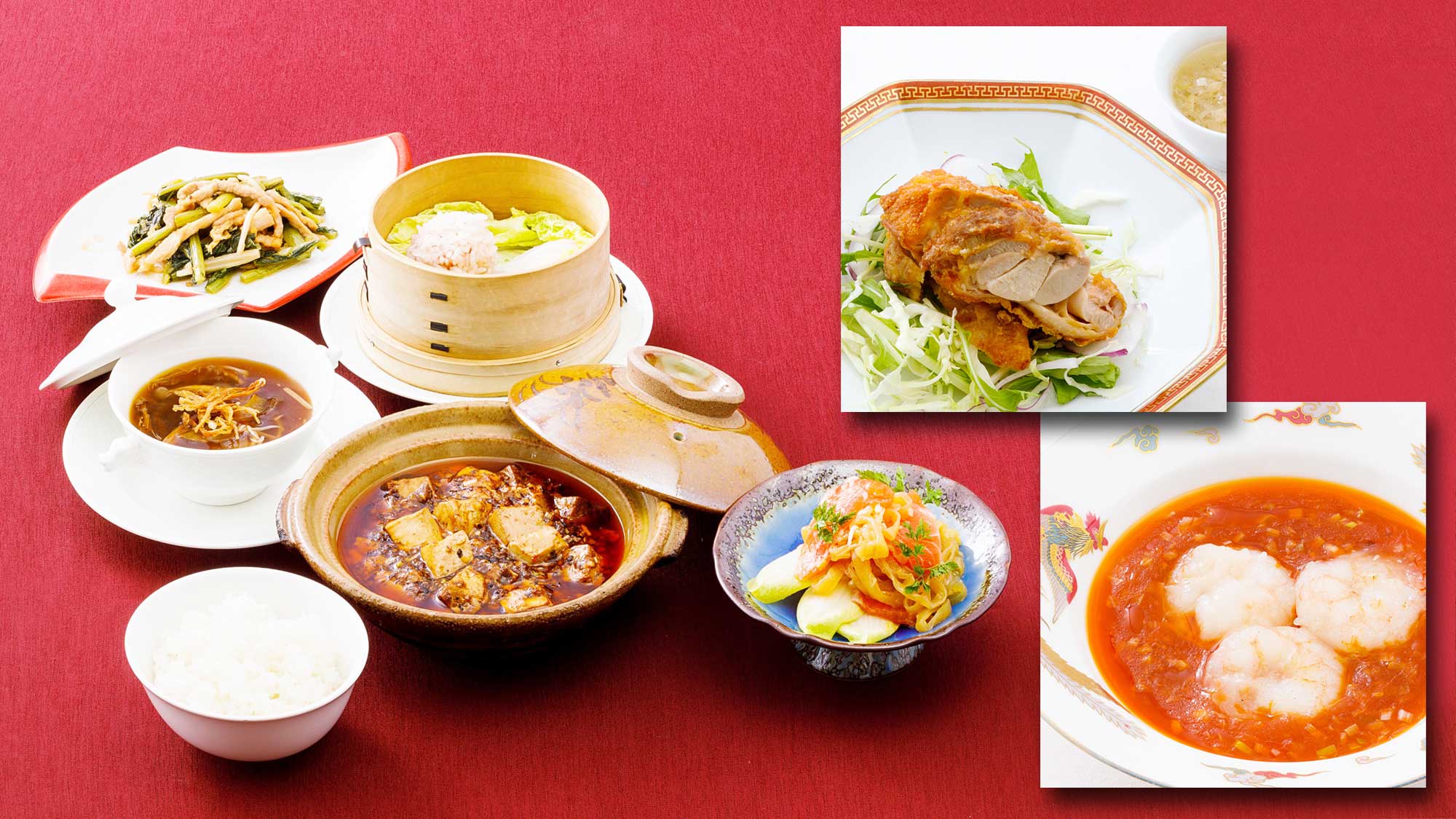 【美麗華ご夕食】信州食材を組み込んだ中華料理セット（一例）