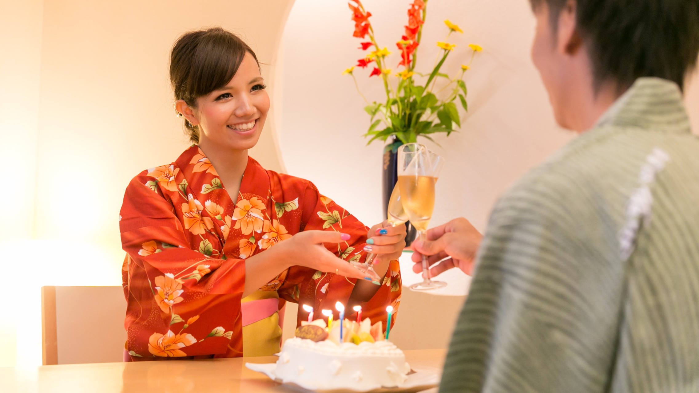 【カップル限定】３大特典付で２人の満足度ＵＰ♪貸切風呂＆色浴衣＆個室食【竹会席/夕朝食付】