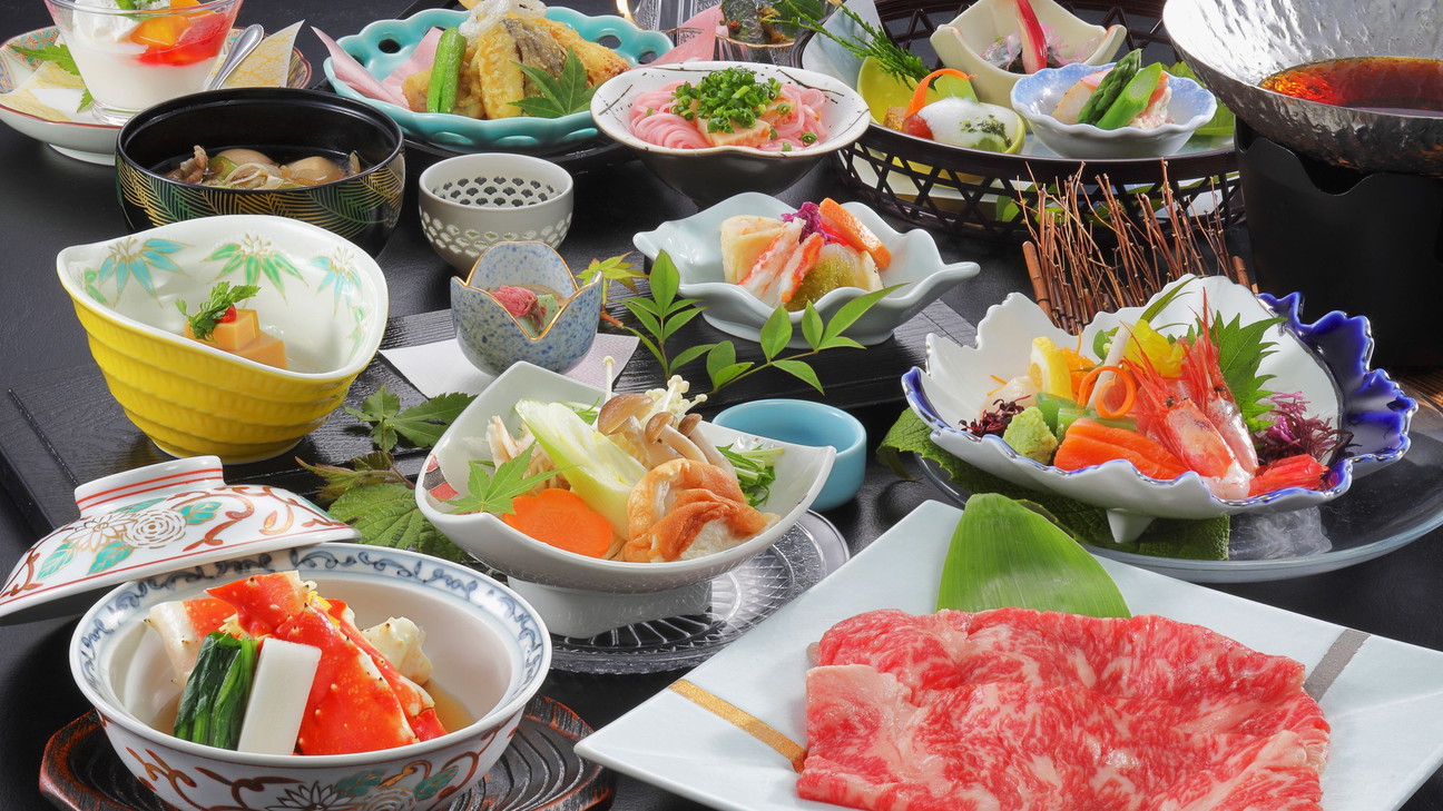 当館最高ランクの夕食「煌き会席」食事にこだわるグルメ旅に