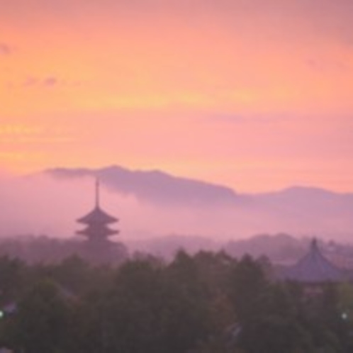 興福寺　朝焼け風景