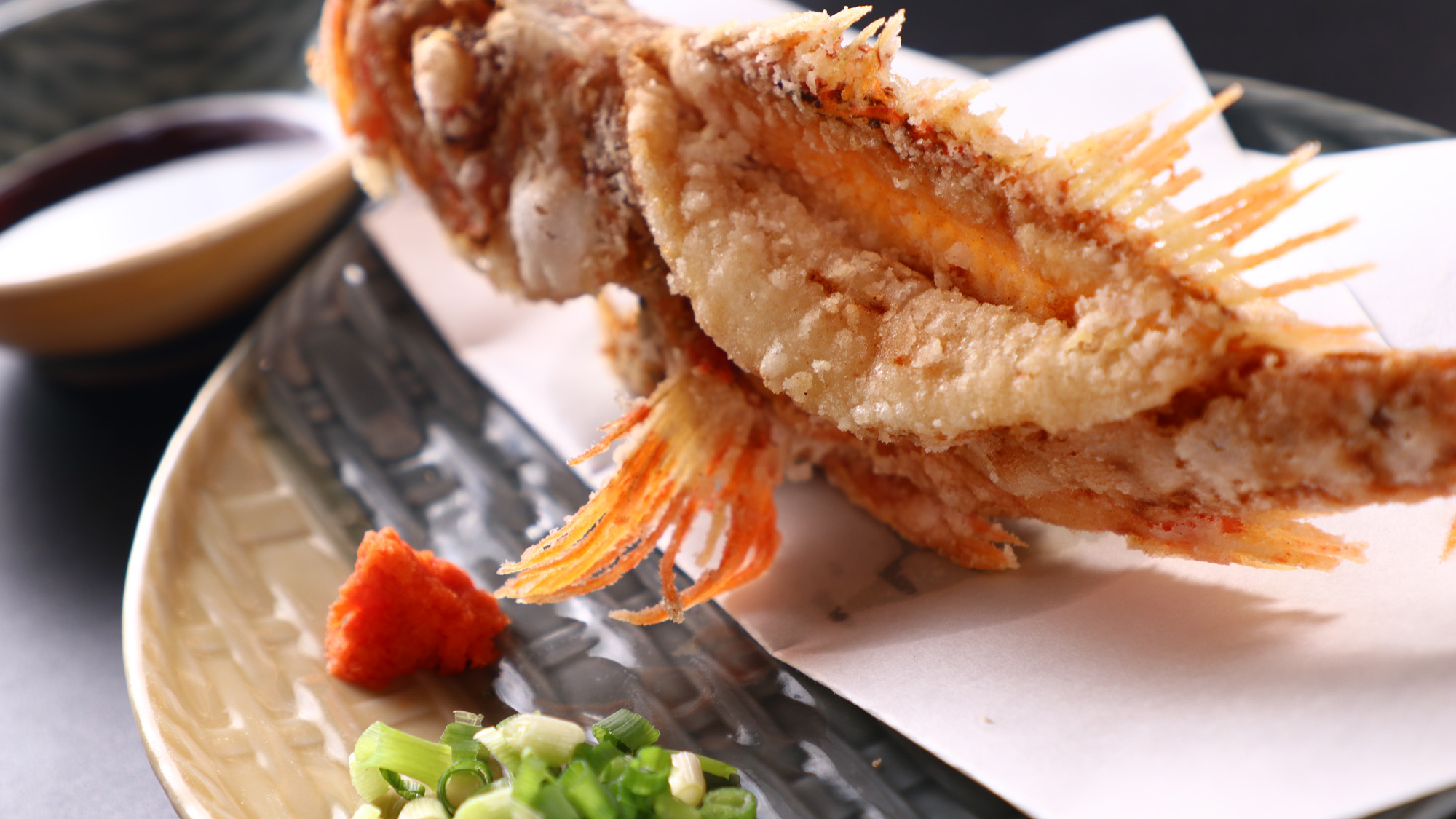 夕食_カサゴ唐揚げ_カリッと揚がったカサゴの唐揚げ *