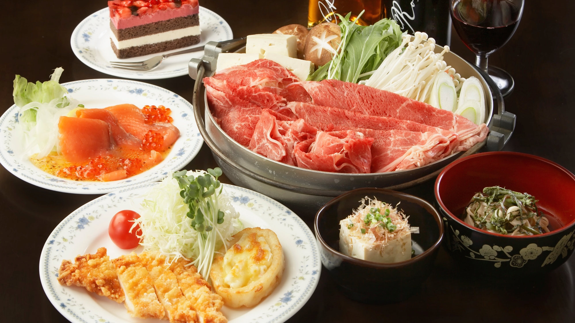 *夕食一例/雪山でたっぷり遊んだ後は、ボリュームたっぷりの夕食！