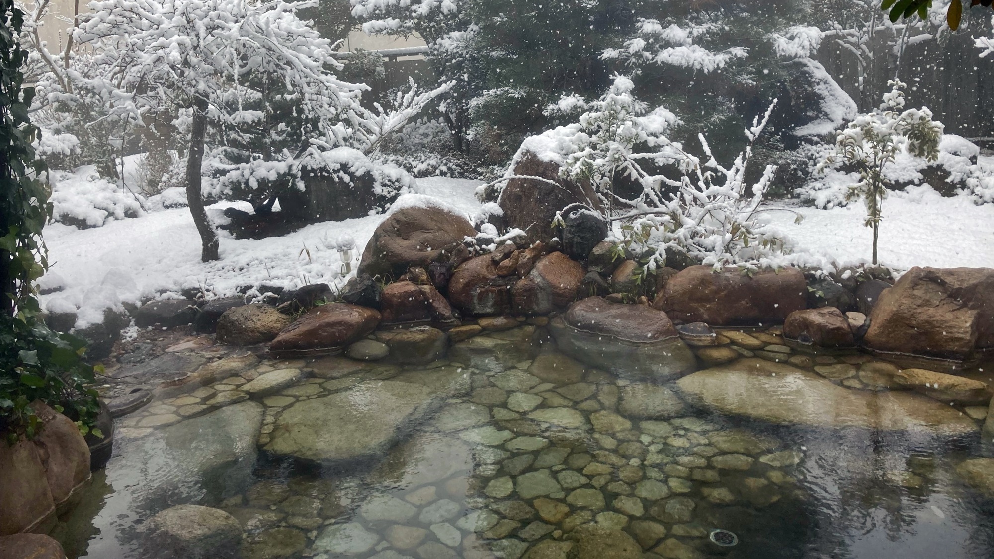 *露天風呂/降雪の中、さぎの湯温泉に浸かり、心も体もあたたまるひと時をぜひお愉しみください。