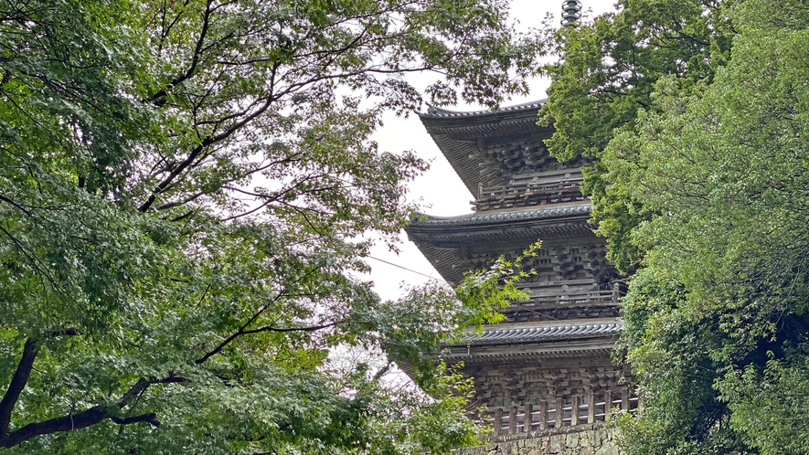 *【清水寺】四季折々の色彩が映える三重塔。安政6年（1859）に建立された、山陰唯一の木造の多宝塔。