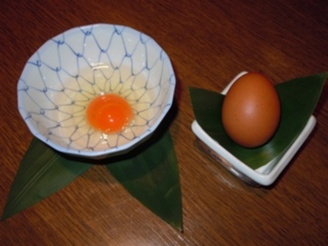 【和食・洋食】玉子かけご飯屋さんのプレミアム玉子(キトサン健康玉子)黄身は濃いオレンジ色で球形に近い