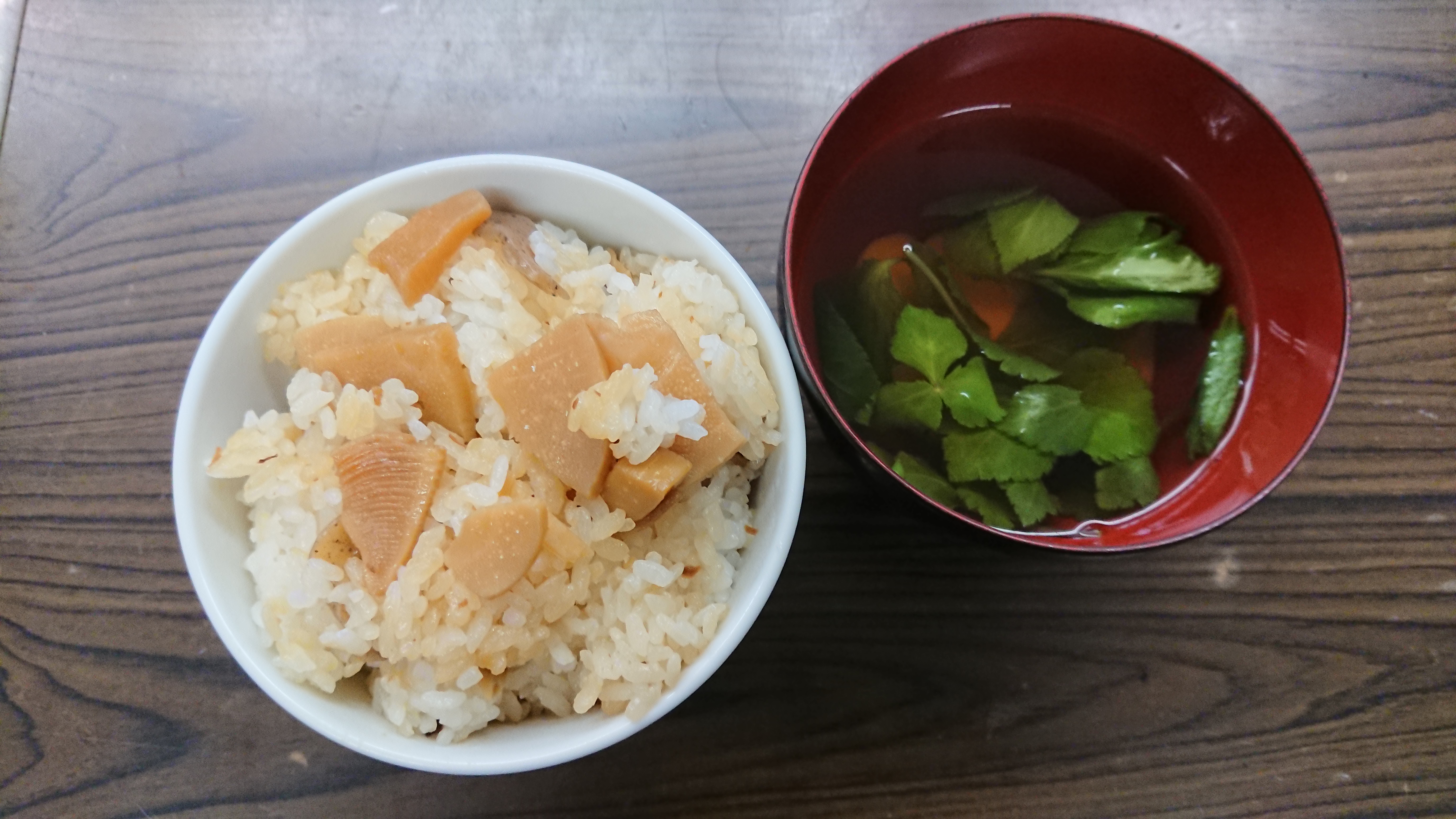 【朝食】竹の子ご飯