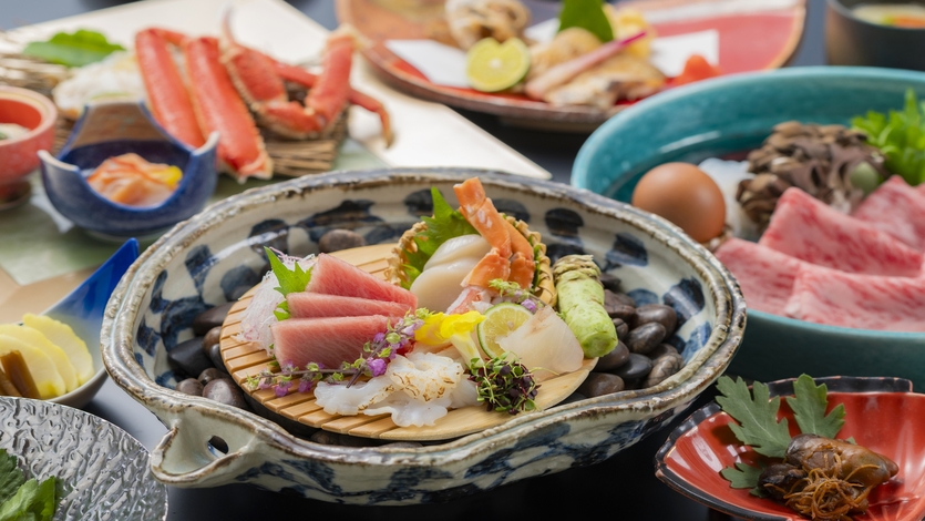 【食に感動を！】冬の高級食材の共演「特選会席」◆＜新潟県産和牛のすき焼き鍋＞と＜のどぐろ塩焼き＞