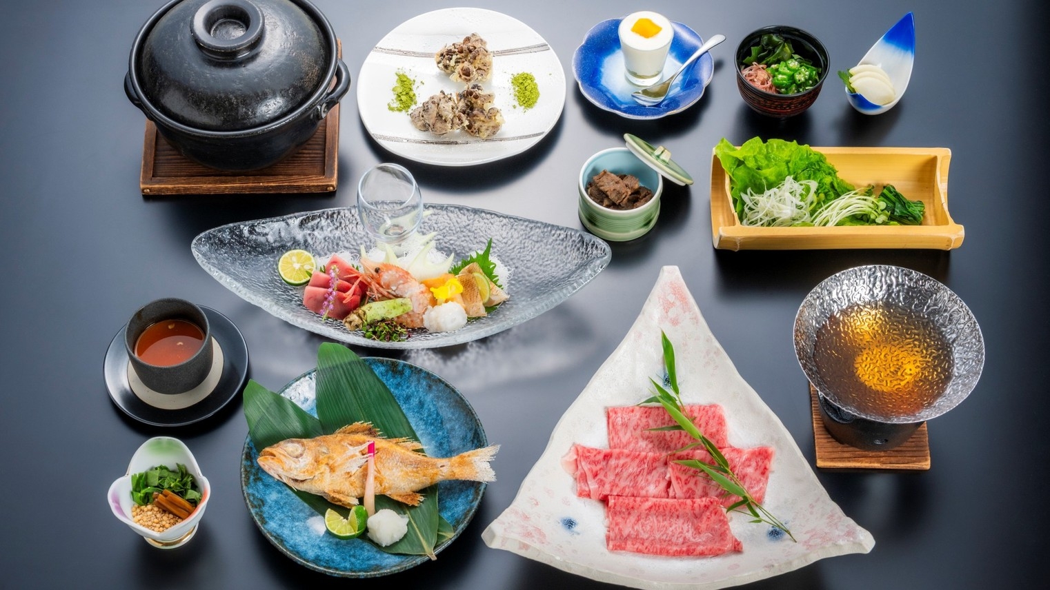 【食に感動を！】夏の宵花月「特選会席」◆＜新潟和牛しゃぶしゃぶ仕立て＞と＜のど黒塩焼き＞(２食付き)
