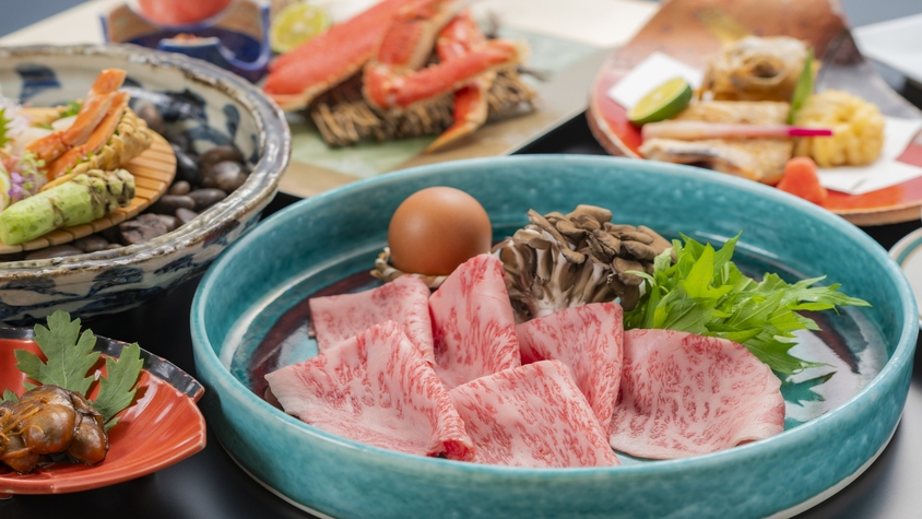 【食に感動を！】冬の高級食材の共演「特選会席」◆＜新潟県産和牛のすき焼き鍋＞と＜のどぐろ塩焼き＞