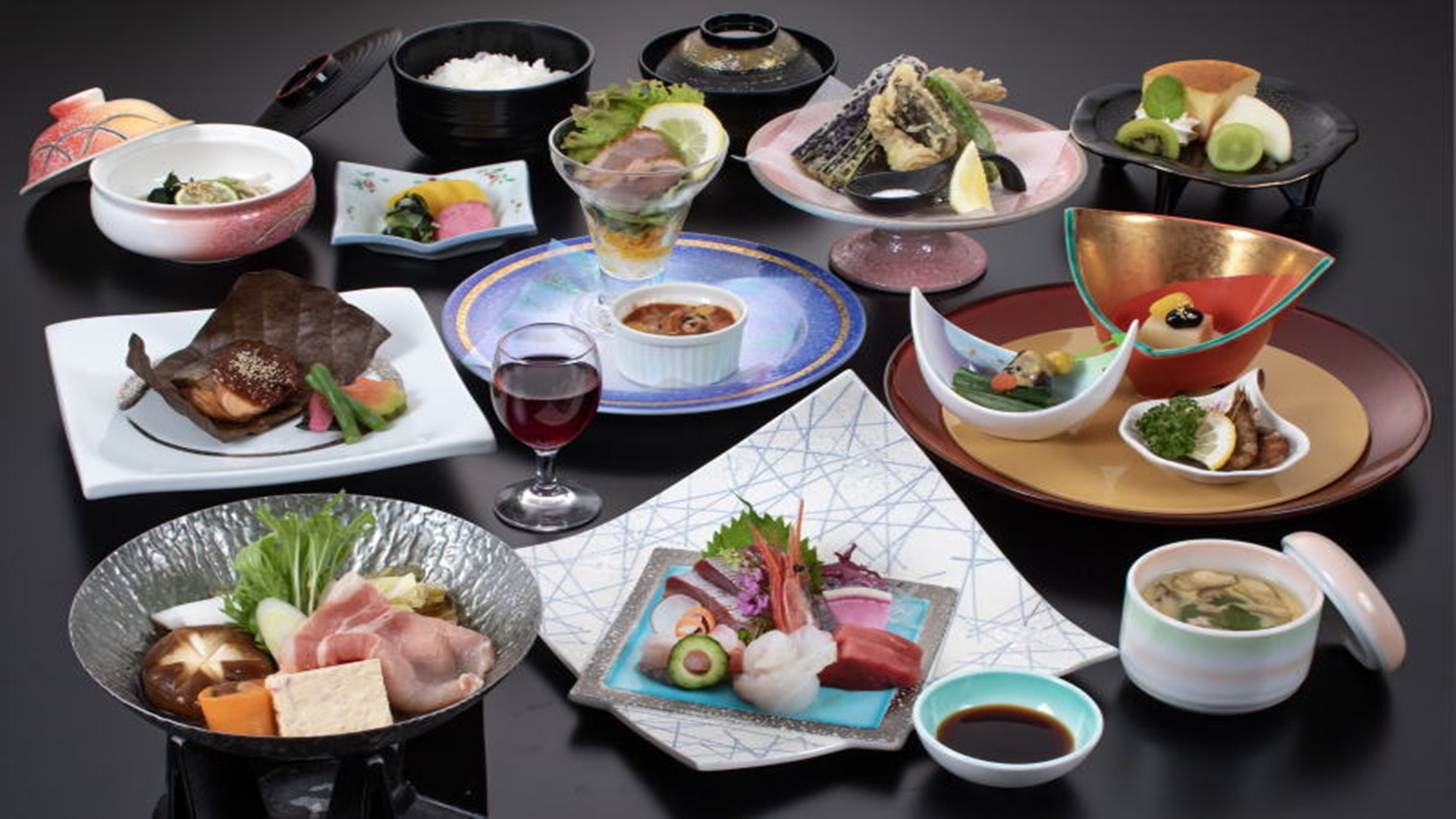 *【夕食基本Aコース一例】日本海の海の幸と庄内の旬の幸を存分に楽しめる、スタンダード懐石。