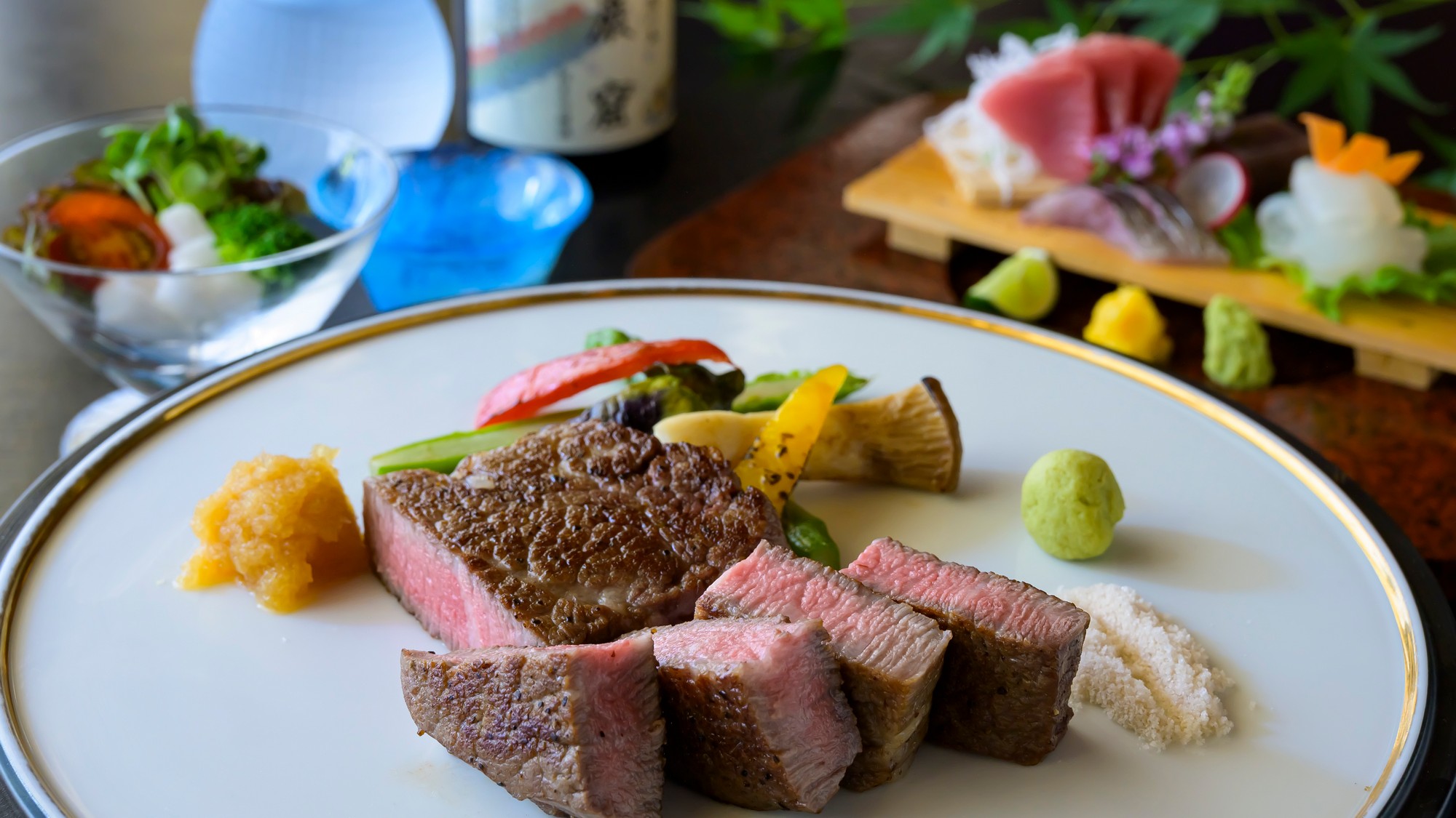 【和牛尽くし会席】鳥取県産の和牛ヒレ肉炙り焼き。
