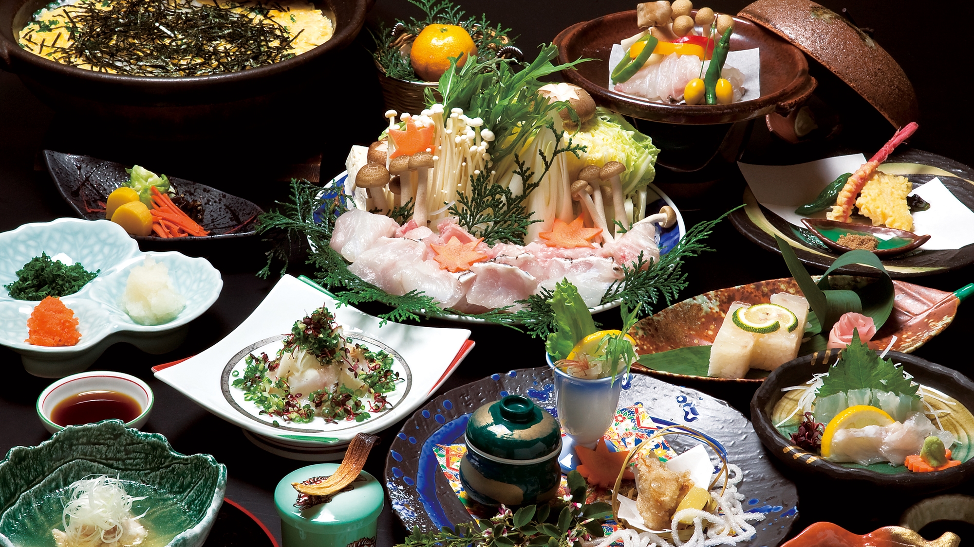 料理宿 橋本荘のクエフルコースの一例