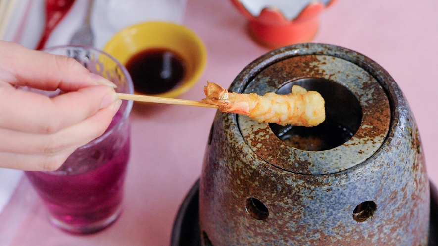 #天釜で自分で揚げる天ぷら