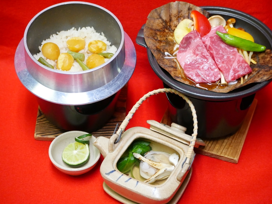 【2食付】◆特選プラン◆蔵王牛朴葉焼き×秋薫る栗釜飯×土瓶蒸し　会席風和食膳