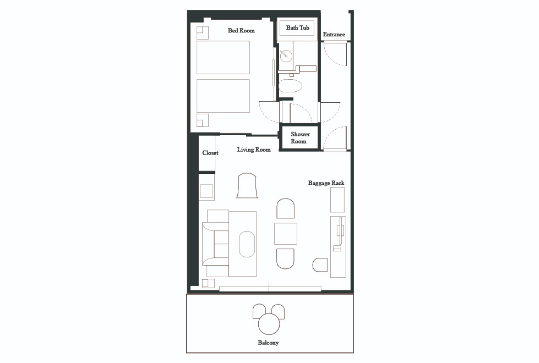 プレミアムデラックスツインルーム　平面図