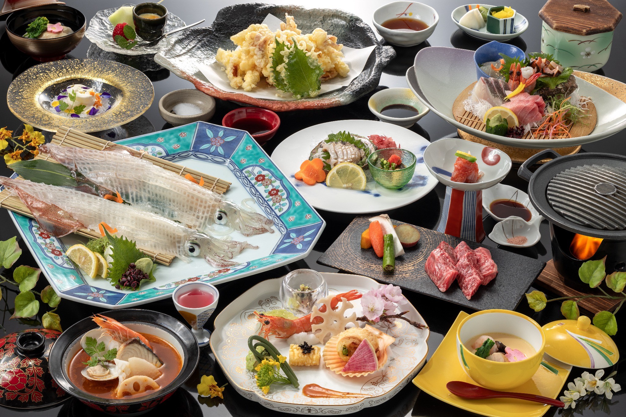 【特選】佐賀牛ステーキ &times; 呼子活きイカ会席