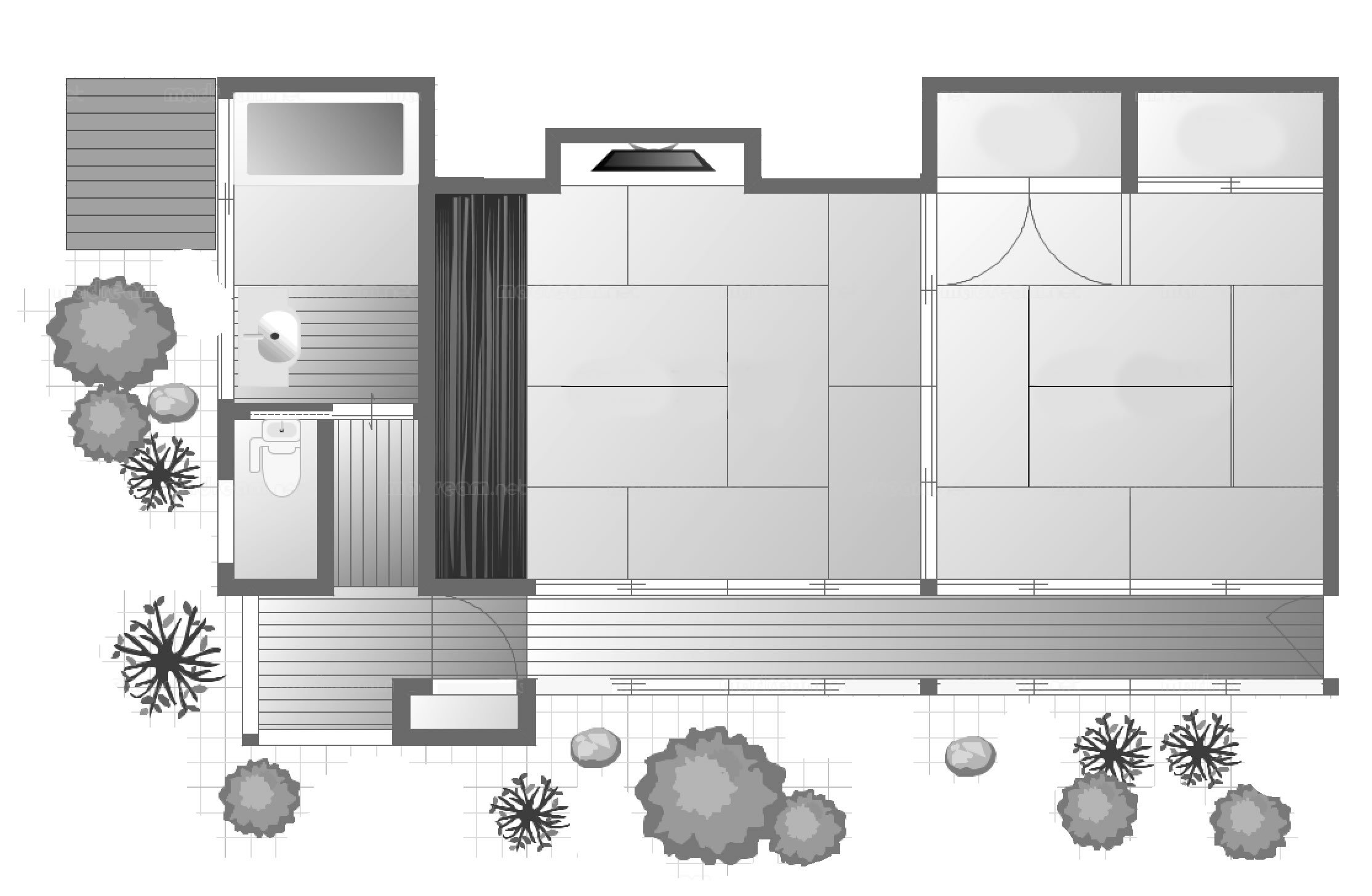 本間10帖+6帖+広縁6帖+庭園露天風呂6帖+庭テラス2帖（1階庭側・分煙）