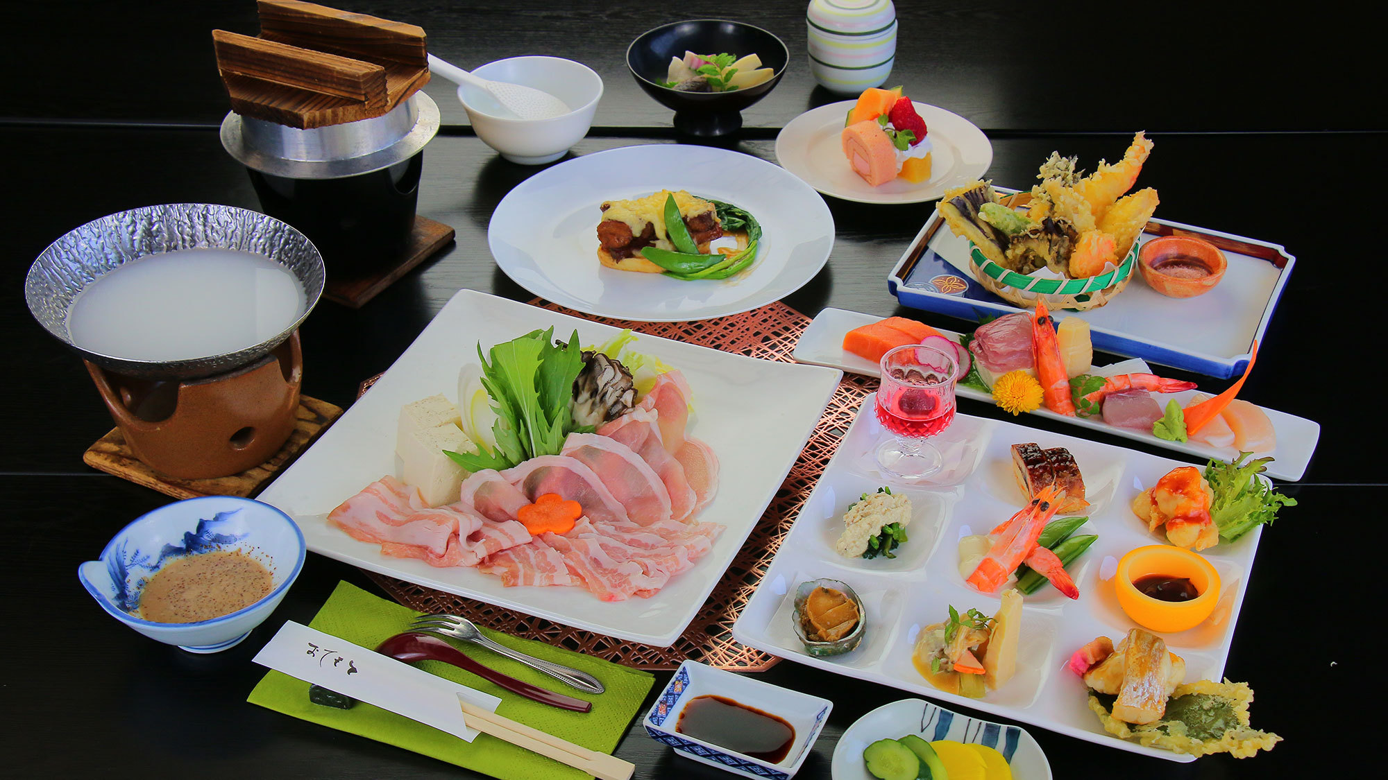 【豚米コース】しゃぶしゃぶ＆角煮とサウナ満喫（1泊2食）◆大衆演劇観覧付