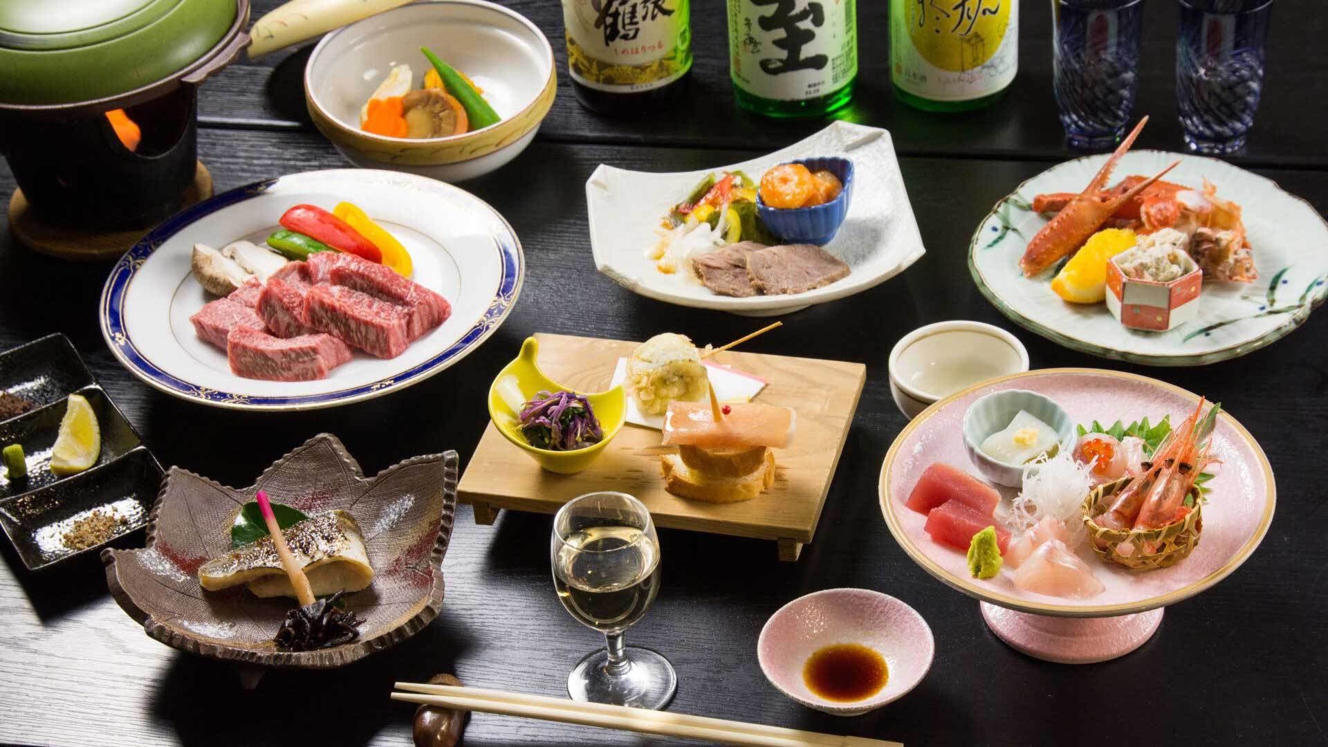 【料理上級】お肉派も唸る！黒毛和牛のＡ４ステーキと寺泊山海会席（女将プリン付）