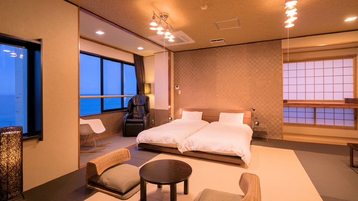 【11時レイトアウト特典付】カップル歓迎★海と湯を独り占め！太平洋一望の風呂付【和ツイン花月】ステイ
