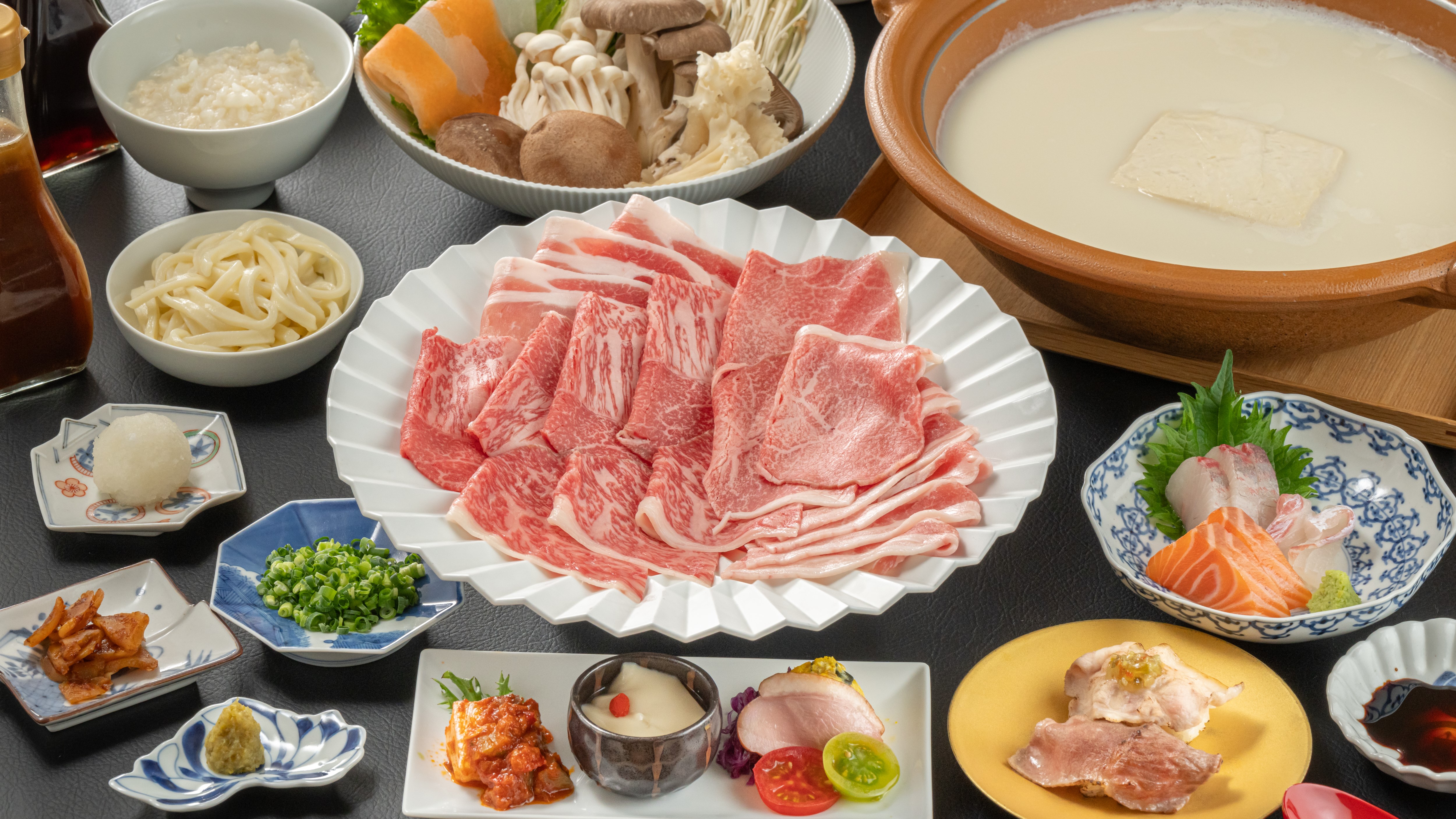 温泉湯豆腐と佐賀牛＆若楠豚のしゃぶしゃぶディナーコース