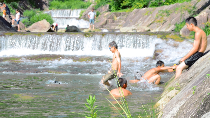 【夏季限定】当館すぐそばの川では泳いだり水遊びすることができます
