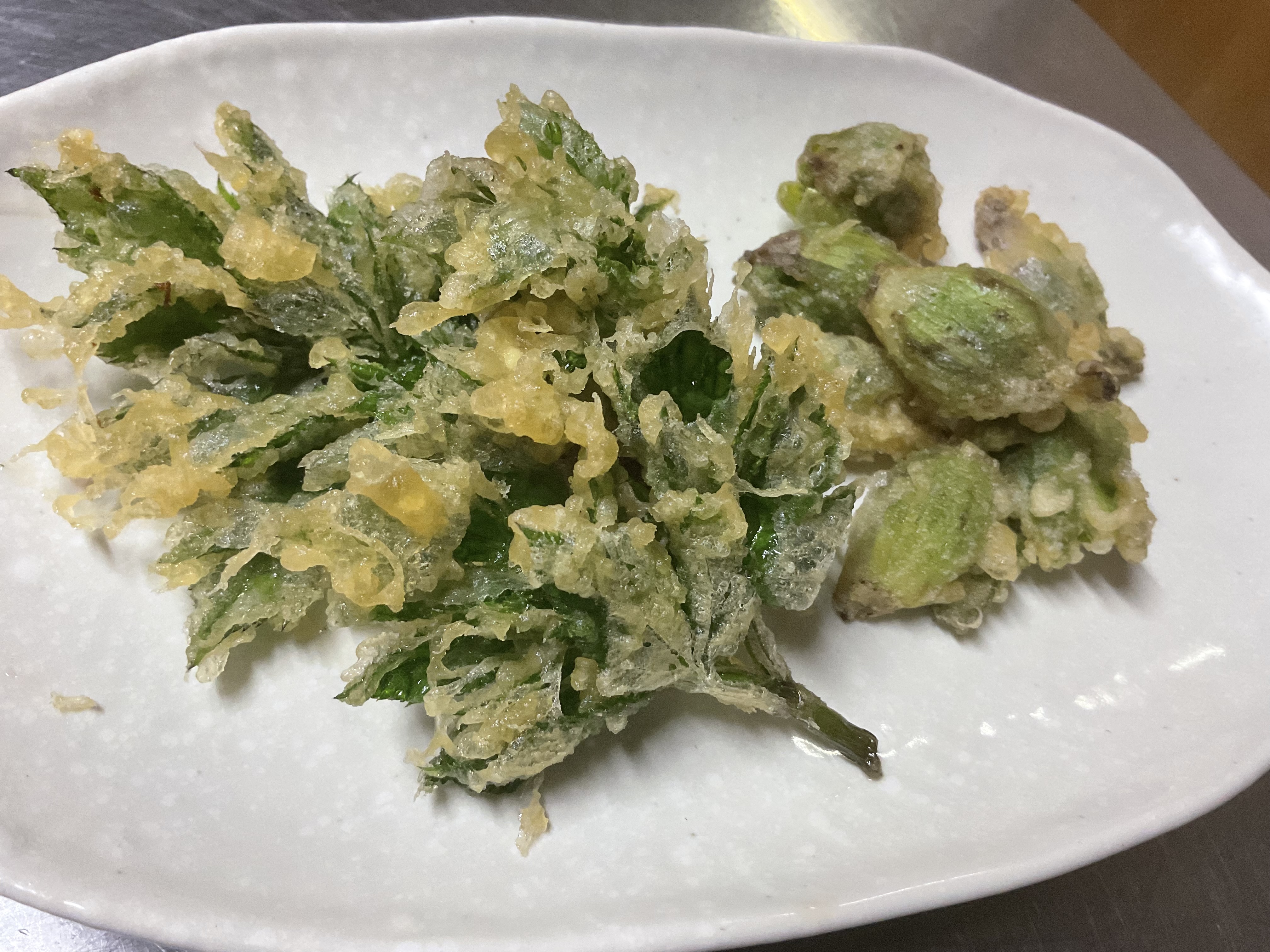 地物蕗のとうと明日葉の天ぷら