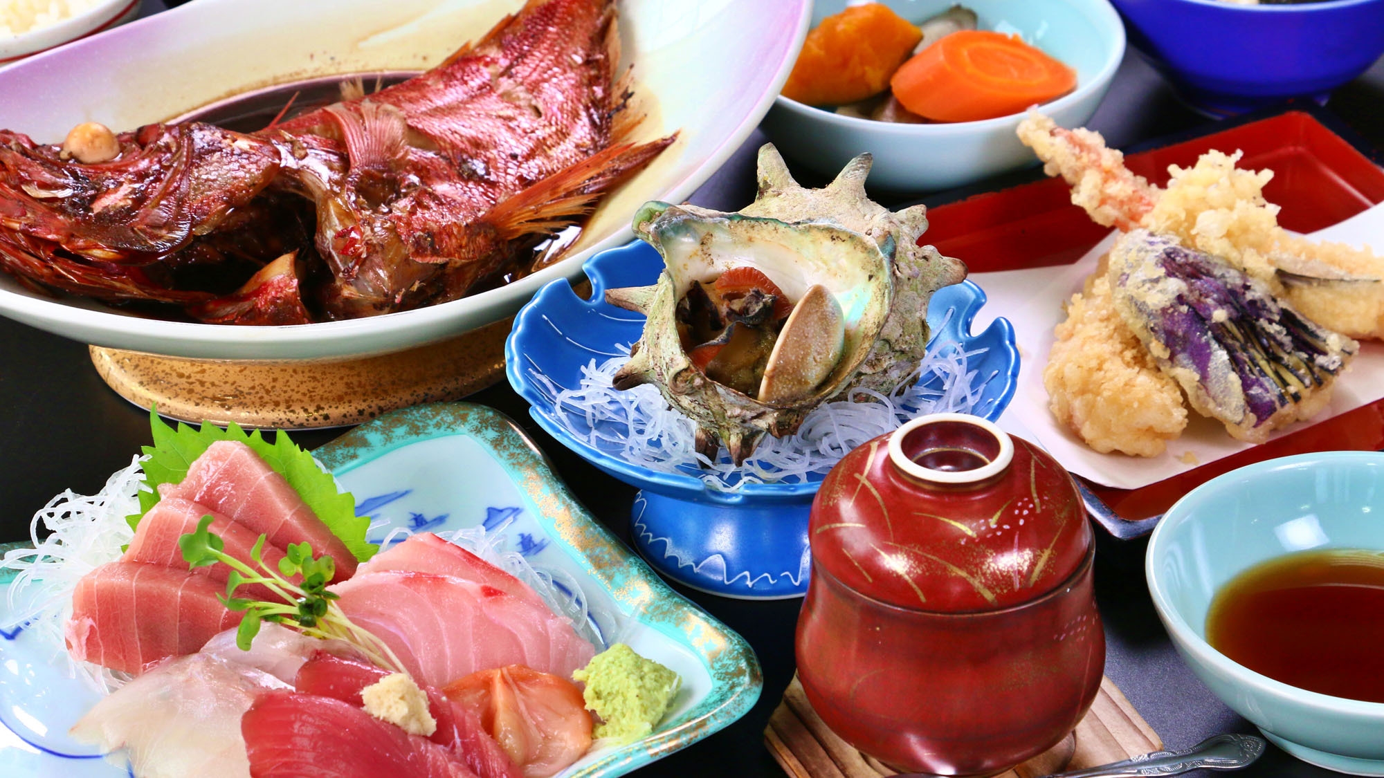 【グレードアップ】いつもの福喜庵の味をさらに豪華に。アワビがついた贅沢プラ