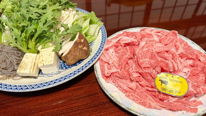 【グレードアップ】兵庫ブランド牛「但馬牛」すき焼きorしゃぶしゃぶの選べる鍋特別コース！十割蕎麦付♪