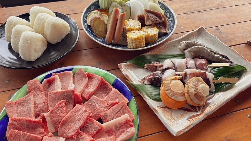 【グレードアップ】兵庫ブランド牛「但馬牛」へ肉質アップの豪華なBBQ！家栽培野菜×但馬牛×海鮮を堪能