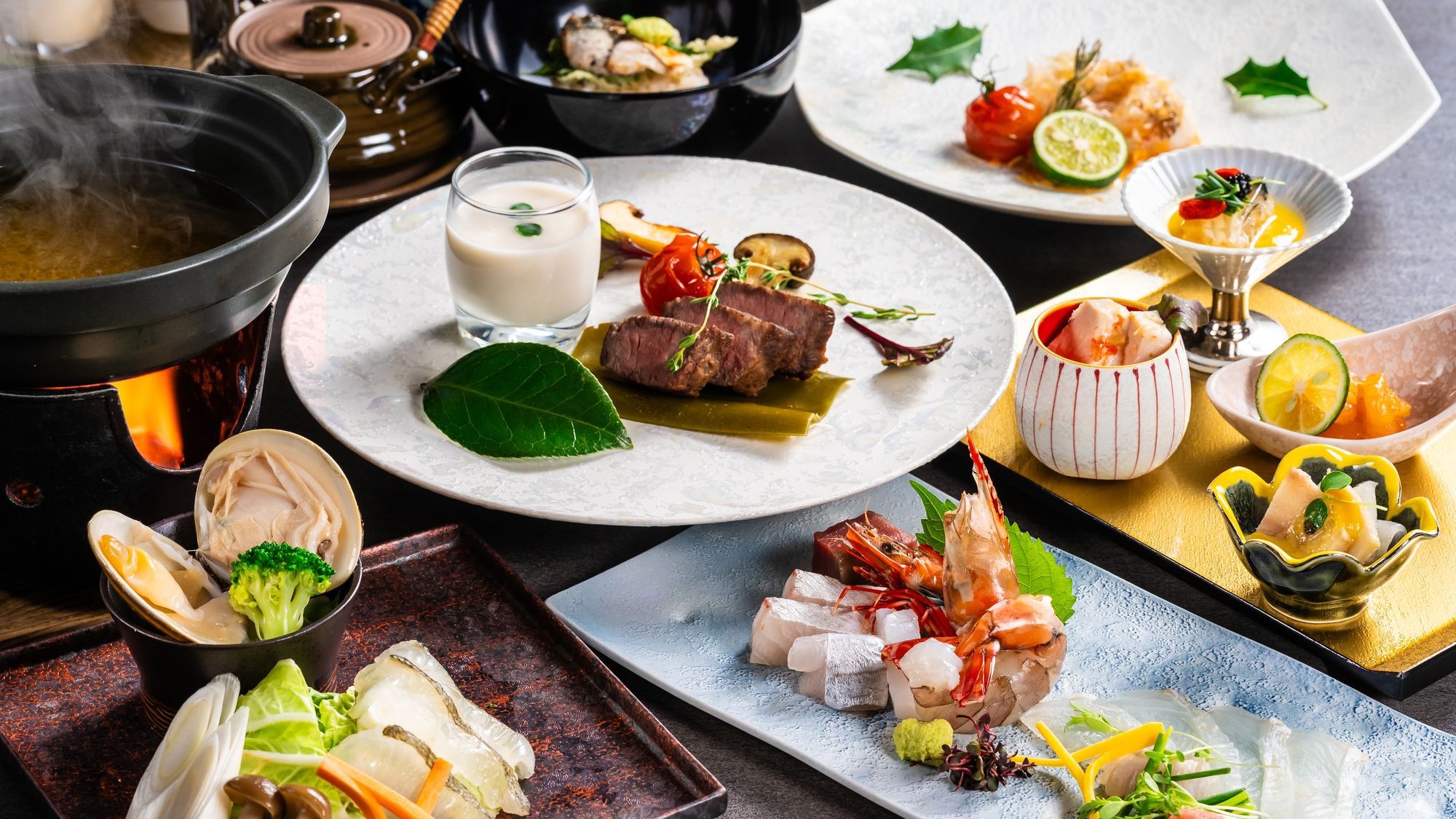 【万福の旅】【特別会席】ブランドひらめ「笠戸ひらめ」と高森和牛の饗宴