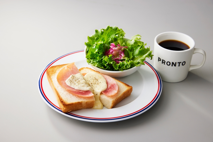 【朝食メニュー例】ハムチーズトーストセット