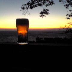 夕陽と生ビール