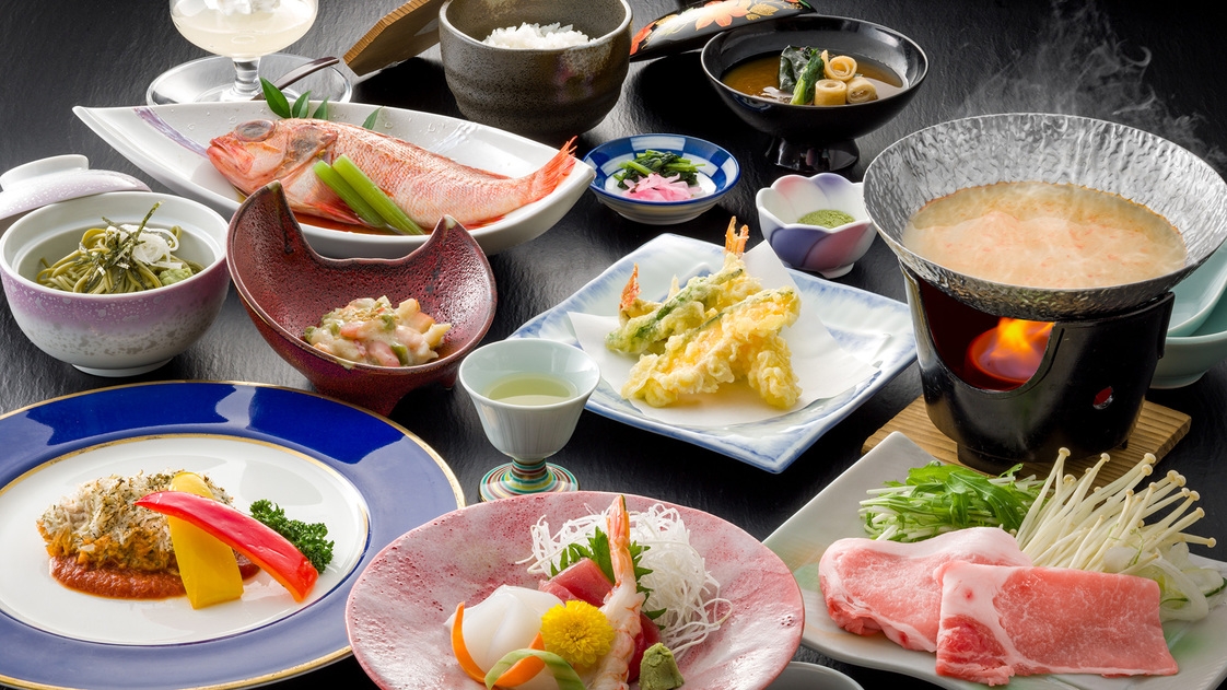 ◇名物「地元ブランド豚の季節鍋」付き会席料理（2025年7月〜）