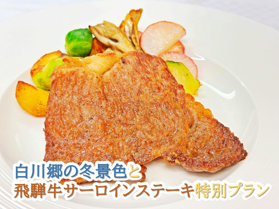 【数量限定】白川郷の冬景色と飛騨牛サーロインステーキ特別プラン