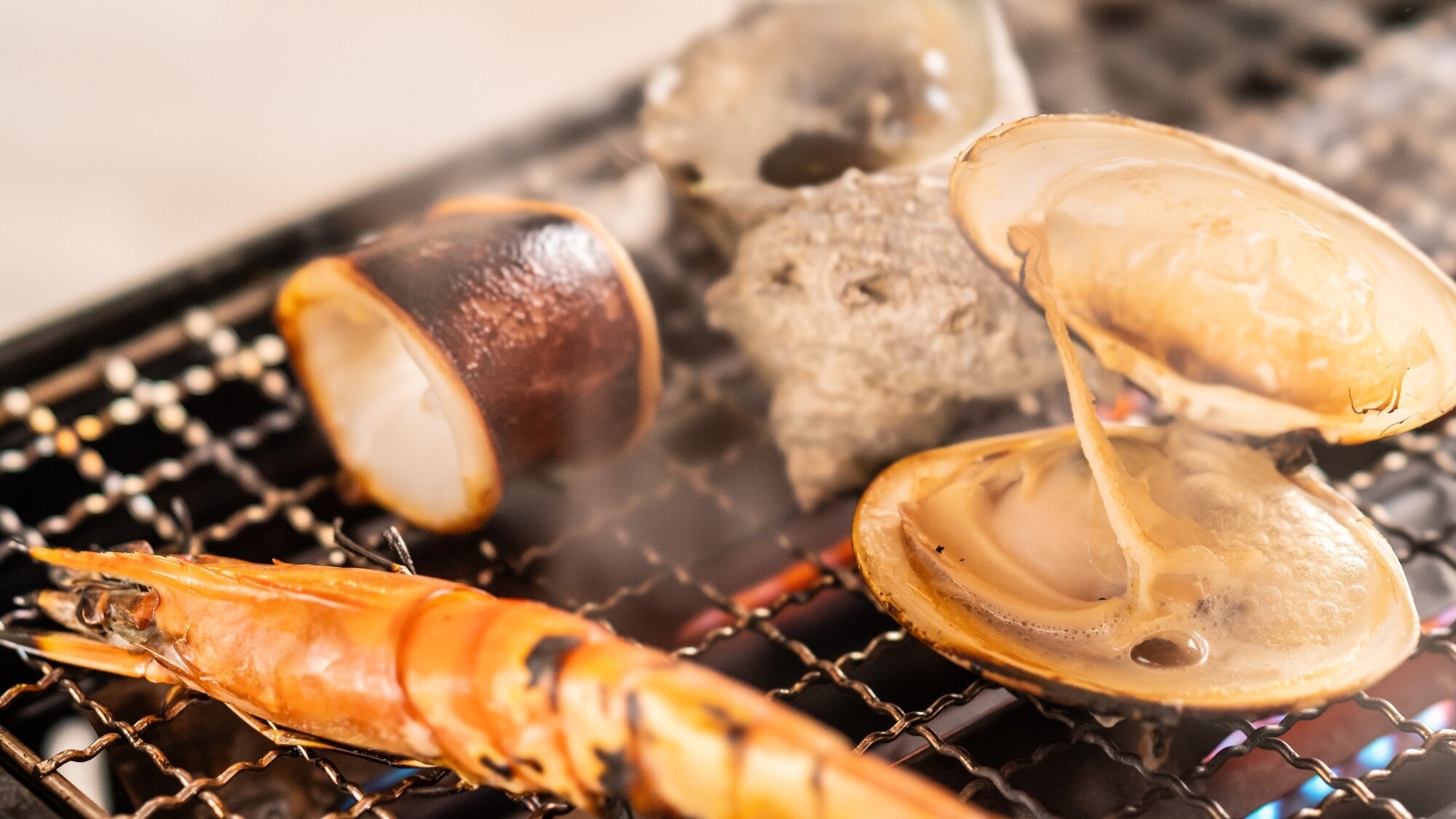 【特別会席】蛤 大海老 栄螺などの磯焼きと三海灘の幸 お刺身三種盛り  海の幸を愉しむプラン