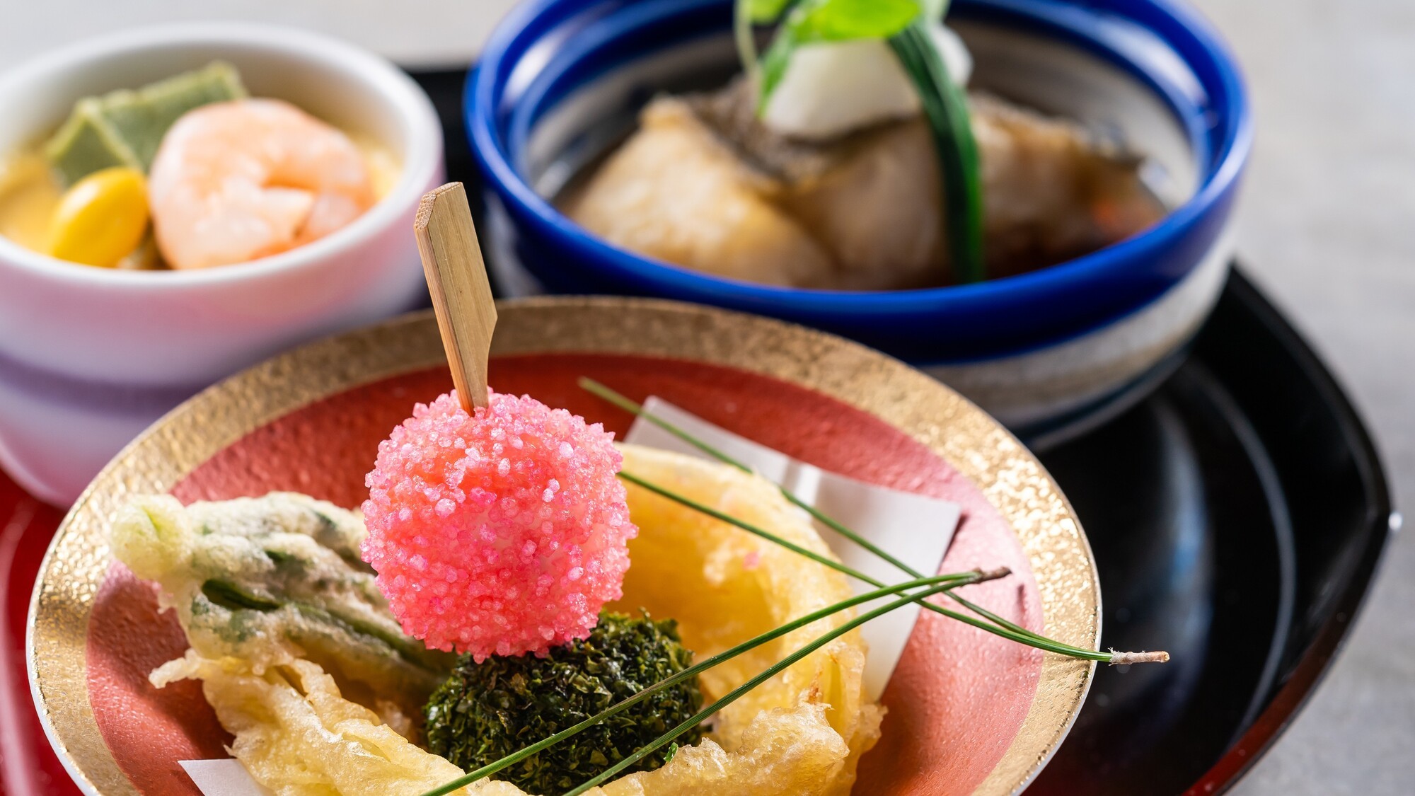 揚物三種盛り　鰈のおろし煮