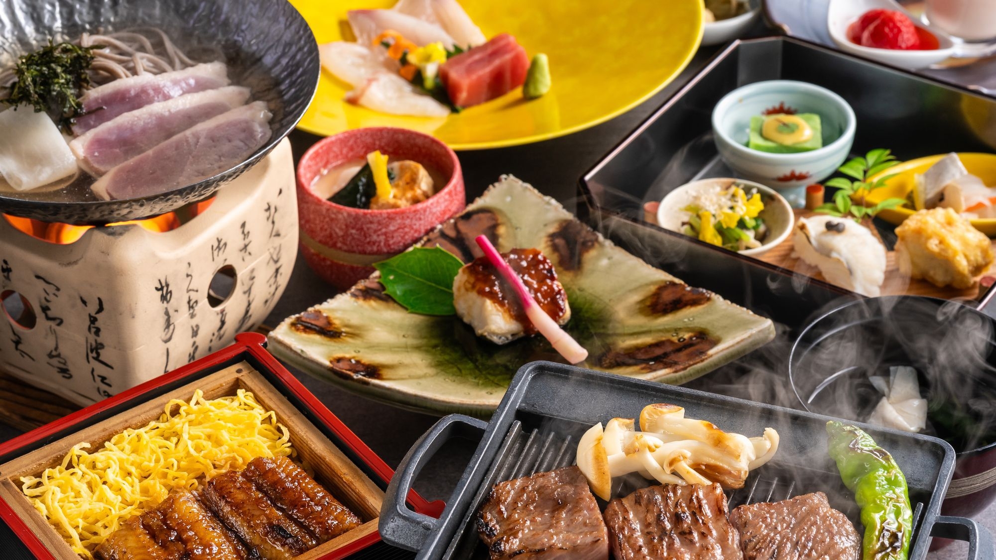 【かに食べ放題／土地の恵み会席】国産鰻のミニセイロ蒸しや柳川和牛など柳川の魅力を詰めた