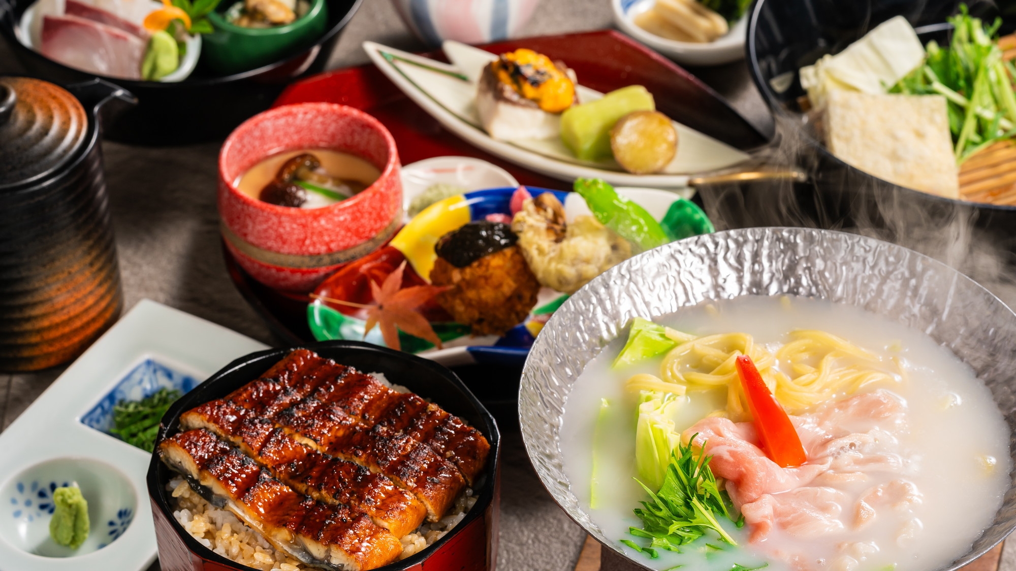 ＜季節の会席＞柳川美豚や鰻のひつまぶしを厳選 少量で味わう